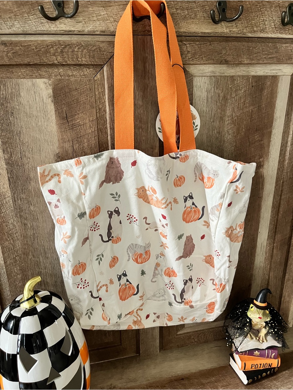 SO CUTE! SOFT CANVAS TOTE FALL CATS